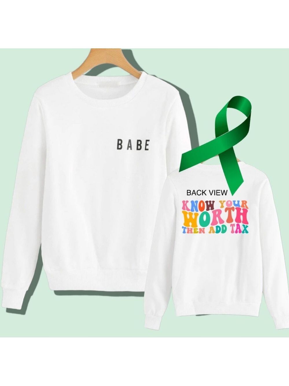 Know Your Worth “babe” mental health graphic crewneck sweatshirt size XL